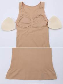 Shapewear Camisoles With Built In Bra Tummy Control Compression Tank Tops For Women Body Shaper Padded Tanks - Beige - View 7