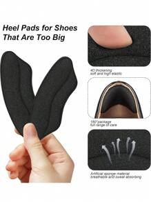 2/4Pairs Heel Cushion Pads For Big & Loose Shoes - Protectors For Blisters, Friction & Heel Pain - Anti-Slip Grips To Make Shoes Fit Tighter