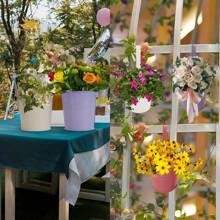 Macetas colgantes desmontables de hierro - Macetas de plantas de colores de caramelo para suculentas, decoración de interior, exterior y balcón