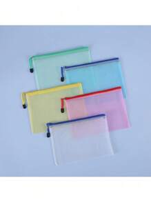 1pc/5pcs Zipper Bag Plastic Zipper Bag A5 Multifunctional Waterproof File Bag With Secure Zipper And Reinforced Seams, Suitable For Organizing Office, School Supplies, Pens And Accessories - Great For Travel, Commuting And Daily Use, Storage For Travel Accessories, Receipts,Back To School