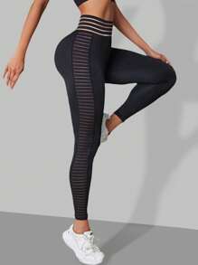 Women's High Waist Yoga Leggings, Slim Fit Workout Tights For Fitness, Commute, Casual, Butt Lifting, Outdoor Running - Black - View 2