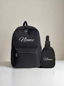 A Custom Gym Backpack With Personalized Name Or Holiday Message. 2 Pieces Mini Combo Bag. Includes Book Bag And Chest Back-To-School Fashionable Solid Color , Simple, Casual Versatile Large-Capacity Multifunctional Backpack - Multicolor - View 13