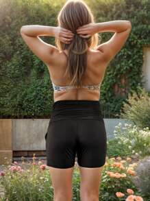 PARNIXS 3 件套舒适高弹孕妇短裤带口袋高腰遮肚孕妇休闲运动瑜伽裤 - 彩色 - 查看 7