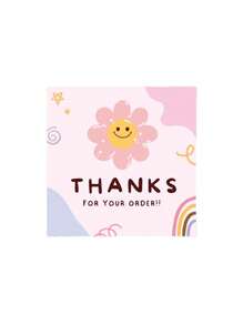 50张粉色迷你感谢卡，花卉简约设计，方形纸卡，适用于订单和商务用途，感谢卡，生日礼物，贺卡，特色商品，母亲节礼物 - 彩色 - 查看 13