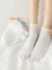 5 Pairs Mid-Calf Socks For Students, Short Style Versatile Socks For Spring And Autumn