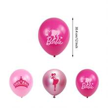 25PCS Barbie Officially Licensed Barbie Series Pink Balloon Set Cartoon Character Balloon Flag Hanger Partty Supplies Birthday Party Bouquet Decorations Cute Theme Scene Layout Interior Decoration - 粉色 - 查看 4