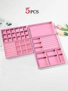 Set de 9 bandejas para exhibir joyería, caja organizadora de joyería de terciopelo, cajones apilables para joyería, bandeja de almacenamiento y exhibición de joyería con múltiples compartimentos, estilo minimalista, gran capacidad, para colecciones de vacaciones en la playa, baño o dormitorio