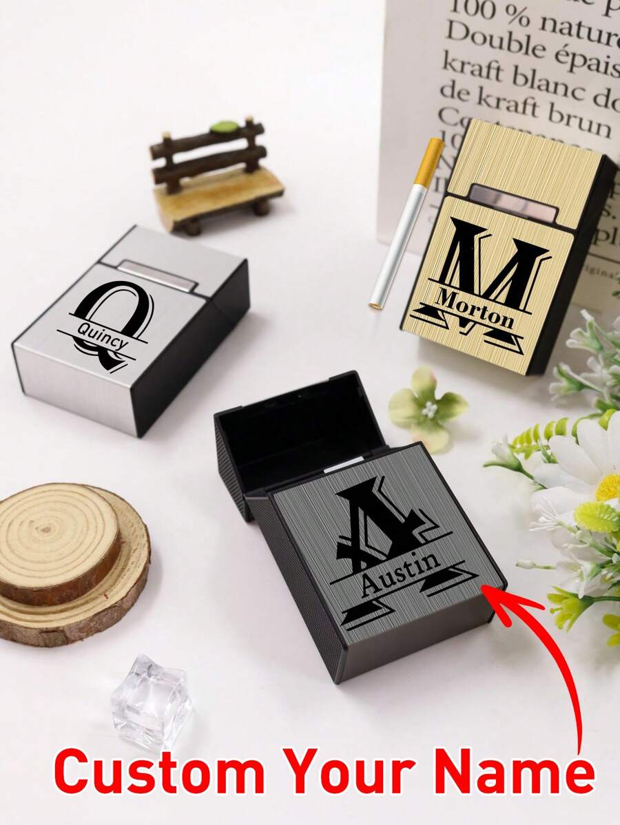 1/2Pcs Personalized Name Cigarette Case, Custom Cigarette Box, Cigarette Holder, Personalized Portable Cigarette Storage Box Customized