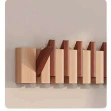 1pc Wooden Piano Keyboard Wall Shelf, Foldable Hook Coat Rack, Rustic Hanger For Bedroom, Entryway, Hallway, Storage, Wall Decor Aesthetic Room Decoration