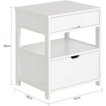 Bedside Table Nightstand Side Table End Table Lamp Table With 2 Drawers White W44 X D38 X H56cm FRG258-W - White - View 3