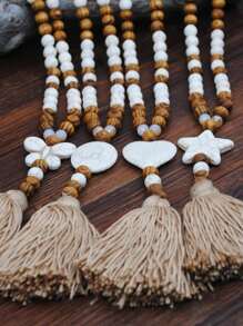 Women's Beaded Bohemian Style Long Necklace - Brown - View 4