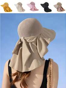 1pc Women Summer Hat, Outdoor Travel Sun Hat, Mesh Breathable Sunhat, Suitable For Summer Sun Protection - Bucket Hat - View 3