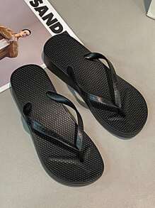 Women Summer Flip Flops, Outdoor Beach Sandals - Black - View 3