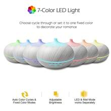 6 Oils + Diffuser Bundle  550ml Wood Texture Essential Oil Diffuser With Remote, 7-Color Mood Lig