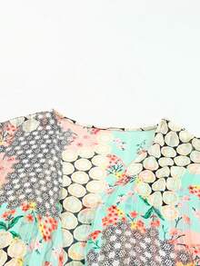 Acelitt Women's Bohemian Style Polka Dot Print Batwing Sleeve Loose Casual Kimono Jacket, Suitable For Travel, Beach, Vacation In Summer