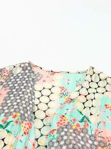 Acelitt Summer Women's Bohemian Style Polka Dot Printed Bat Sleeves, Loose Casual Kimono Cover, Travel Beach Vacation