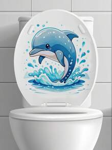 Cute Dolphin Sea Turtle Toilet Tank Sticker, Bathroom Decal Accessories, Floral Toilet Tank Decals, Home Room Decoration, Stickers, Wall Decal, Vinyl Decal For Home Decorations, Spring Decoration Items Refresh Your Home, Stickers Gifts Birthday Graduation Wall Decor Bathroom Decor Bedroom Decor Room Decoration Stuff Living Room Decor House Decor Home Decor Living Room Wall Art Wall Paper Personalised Stickers - Multicolor - View 14