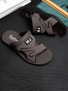2025 New Summer Men's Brown Leather Sandals, Driving Wear-Resistant Non-Slip Beach Slippers