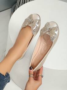 ZABAZ Bailarinas planas sin cordones para mujer, suela blanda, unicolor, elegantes, de moda, casuales, para fiesta/boda, uso exterior, sexy estilo Lolita, lindas, para discoteca, color champán, sin cordones, zapatos para todo el año, vacaciones, boda, fiesta, oficina, gimnasio, otoño/verano/primavera