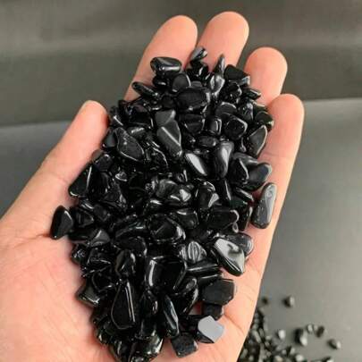 Natural Obsidian Crystal Crushed Stone - 0.11/0.55/1.1lb, Suitable For Jewelry Making, Home Decor, Vase Fillings, And Aquarium Gravel