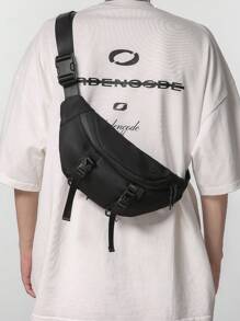 This Is A Waist Bag Made Of Nylon Fabric, With A Large Capacity, Multiple Compartments And Pockets, And Adjustable Shoulder Straps For Easy Travel. Purse Belt Fanny Pack Side Bags For Men - Black - View 1