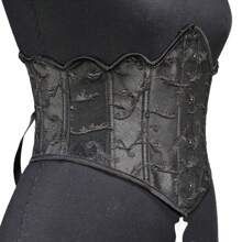 1 件短款鹿角压花提花束身衣腰带，带腰部修剪器，可双面佩戴，女士束身衣腰带，适合连衣裙、腰部训练器，塑腰，瘦腰收腹，万圣节服装