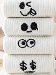 1/5/10 Pairs Men's Face Pattern Jacquard Socks - Multicolor - View 5