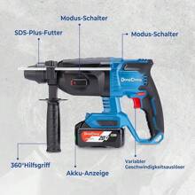 2025-New DongCheng Cordless Hammer Drill 18V, Impact Energy 2.7 J, 4 SDS-Plus Bits, Drilling 28 Mm, Brushless Hammer Drill Motor, Anti-Vibration Handle, Incl. 4Ah Batteries And 2A Charger In The Craftsman's Box - Máy khoan búa không dây 18V 2.7 J - Xem 8