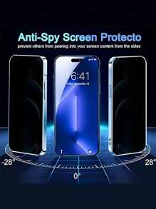4pcs Full Coverage Privacy Tempered Glass Screen Protector For IPhone 11/12/13/14/15/16/17 PRO MAX/14 Plus/XS/X/XR, Also Compatible With 15 Plus - Black - View 5