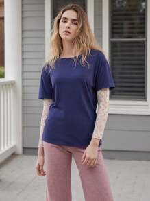 Women's Spring One Piece Y2K Casual Tops Long Sleeve Round Neck Lace Sleeve Patchwork Streetwear T-Shirt