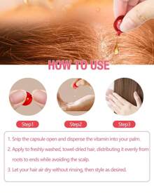 2pcs Hair Vitamin Serum Capsule, Hair Treatment Serum, Enriched With Moroccan Avocado Oils, Moisturizing&Strengthening Silky Hair Vitamin Oil Capsule For Frizzy And Damaged Hair, Repair Damaged Hair, 2BOX - 紅色 - 查看 8