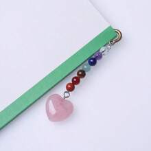 1 件天然水晶心形羽毛书签，手工制作的复古风格