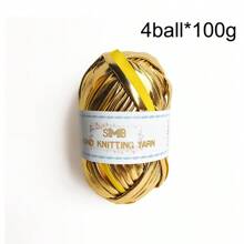 Bộ 4 sợi (100g*4) 100% Polyester Sợi vải thun nhiều màu ánh kim, thích hợp cho chỉ đan DIY, chăn thủ công, thảm móc, trang trí nhà cửa - 0615 - Xem 22