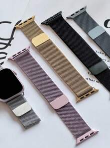 1pc Men Women Milanese Loop Strap Compatible With Apple Watch Band 45mm 44mm 40mm 49mm 46mm 41mm 38mm 42mm Fashion Magnetic Bracelet Compatible With IWatch Series 11 10 Ultra 9 8 7 6 SE 5 4 3 2 1 Stainless Steel Wristband