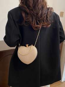 Bolso de embrague de noche para mujer con forma de corazón, con brillo, lentejuelas, de lujo y brillante, con bolsa de mano de fiesta de estilo Y2k decorada con cristales de estrás, con cadena para el hombro. El mejor regalo de San Valentín para novia, dama y mujer. Perfecto para compras, uso diario