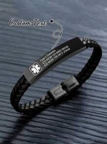 Bracelet d'alerte médicale personnalisé pour hommes et femmes, bracelet en PU imperméable avec identification d'alerte médicale d'urgence. Cadeau personnalisé pour lui