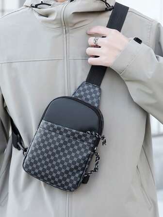 男士新款复古花卉单肩斜挎包，休闲运动胸包，小巧小袋