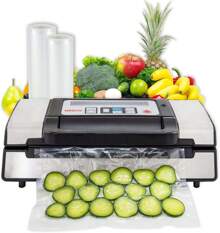 Deluxe Food VS-12 Vacuum Sealer, 130 Watts, Kit Bags And Viewing Lid, Compact, Silver - 查看 1