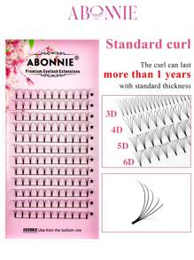 LAKANAKU 12 Hàng C Curl Abonnie Thân Ngắn Làm Sẵn Quạt Mi 0.07MM Mix 8-15mm Mi, 3D 4D 5D 6D Nga Làm Sẵn Quạt Mi Làm Sẵn Thân Gốc Nhọn Nối Mi Làm Sẵn - C - Xem 7