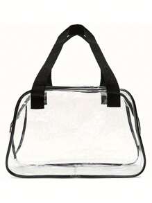 1Pc Fashion Transparent Stadium Tote Bag PVC Clear Bag Waterproof See-Through Zipper Tote Bag Transparent Large Capacity Backpack Transparent Waterproof Girl's Bag Waterproof Transparent Backpack Lightweight Suitable For Summer, Vacation And Beach, Great For Music Festivals, Waterproof And Sand-Proof Transparent Bag, Beach Sports Picnic Snack Bag, Stadium Approved 12*12*11 Clear Transparent Purse Bag For Concerts Sports Events Festivals - Multicolor - View 3