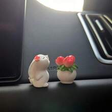 2/3 件复活节兔子汽车仪表板装饰、迷你树脂花瓶和兔子雕像、用于控制台和窗户展示的可爱汽车配件、非电动汽车装饰