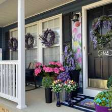 24 Inch Purple Lavender Flower Wreath - Contemporary Farmhouse Rustic Indoor/Outdoor Door Decor, No Electricity Needed, Durable Foliage For Front Door, Porch, Living Room, Bedroom, Rustic Farmhouse Decor