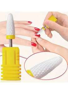 1个陶瓷美甲钻头 - 3/32英寸专业电动美甲钻头，带支架，适用于修甲、修脚、角质层打磨、亚克力凝胶指甲抛光 - 彩色 - 查看 4