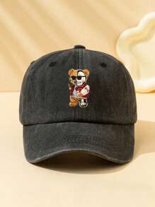 1pc Children's Sun Protection Adjustable Vintage Baseball Cap With Cartoon Bear Print For Daily Wear,Gift - Multicolor - View 12