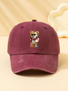 1pc Children's Sun Protection Adjustable Vintage Baseball Cap With Cartoon Bear Print For Daily Wear,Gift - Multicolor - View 8
