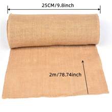 1 件天然质朴粗麻布黄麻织物厨房桌布适用于婚礼复古黄麻丝带 DIY 工艺品户外桌旗和椅背织物家庭派对装饰