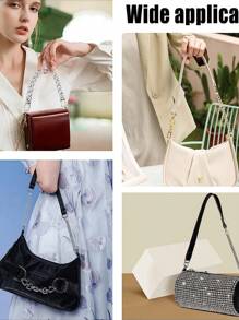 1pc 12 Inch Silver Short Purse Extender Chain Flat Chain Strap Metal Bag Strap Replacement For DIY Metal Shoulder Hand Bag Wrist Bag Extended Crossbody Bags Decorations Purses Beach Vacation - Black - View 10