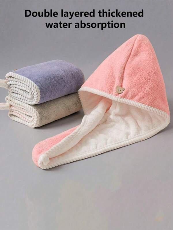 1 Piece Thick Double-Layer Hair Drying Cap, Colorblock Bath Towel/Hair Drying Towel/Shower Cap, Absorbent Fabric, Great Water Absorption, Quick Drying, Soft And Skin-Friendly, No Shedding, No Fading, Breathable, Reversible Design, Free Both Hands, Suitable For Home, Business Trip, Travel Bathroom Decor Fall Decor Back To School Hair Bonnet Shower Towels For Beaty Salon, Hotel Sports,Home Essentials, Towel, Skin Care