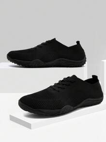 Women's Fun Sports Shoes Breathable Shoes Fashionable Flat Bottomed Walking Shoes Lightweight Yoga Fitness Tennis Shoes Non Slip Soles Casual Sneakers All_Black - 黑色 - 查看 2