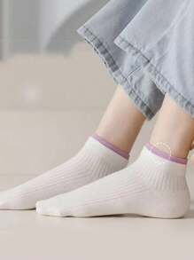 5 Pairs Mid-Calf Socks For Students, Short Style Versatile Socks For Spring And Autumn